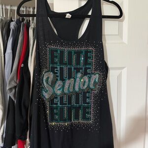 Black Tank Top with Rhinestone Design